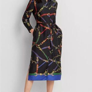 Ralph Lauren Women's Belting-Print Twill Shirtdress 6